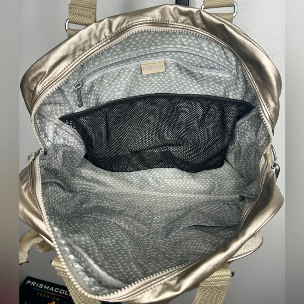 Kipling Alanna Champagne Metallic Tote Bag